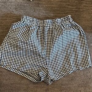 Gingham Elastic-Waist Women’s Shorts - Black & White